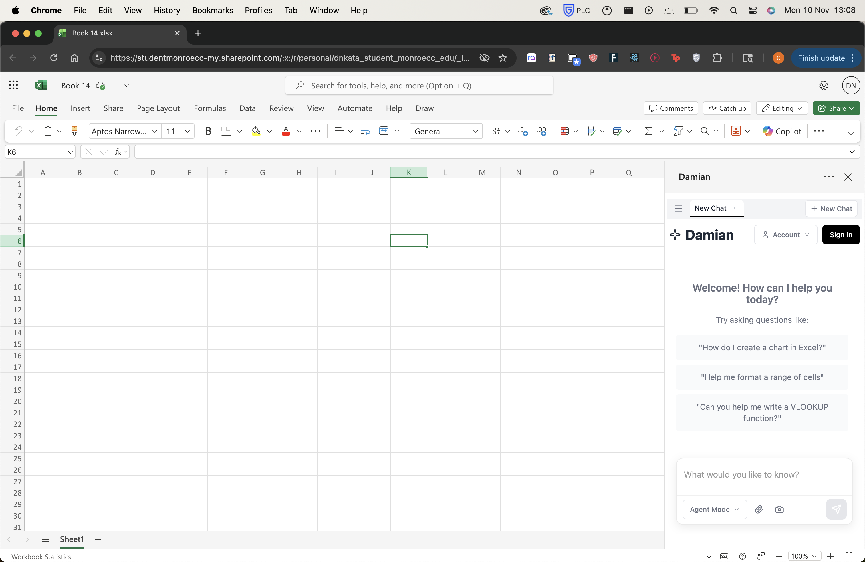 Damian task pane open and ready