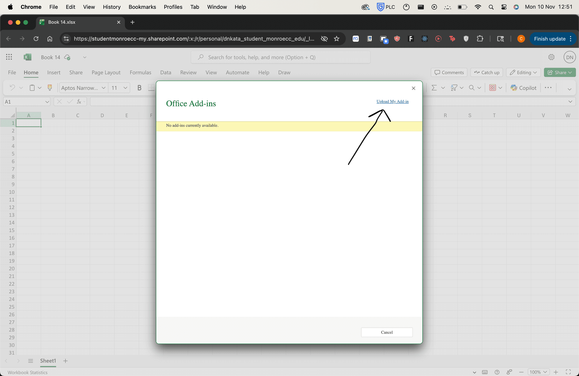 Upload My Add-in dialog