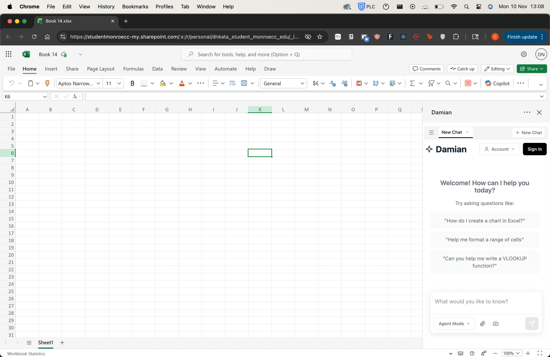 Damian task pane open and ready